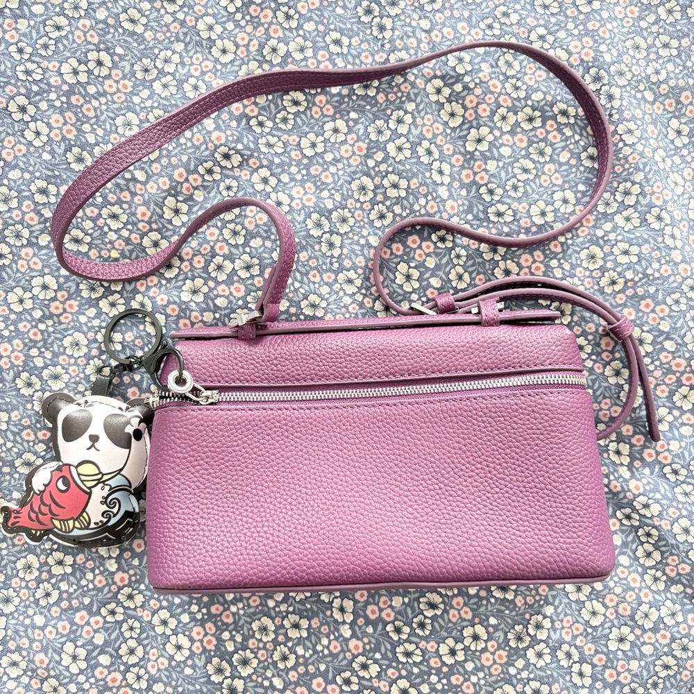 Leather Crossbody Shoulder Bag in purple